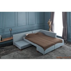 Kutna garnitura na razvlačenje, Svijetlo plava, Manama Corner Sofa Bed Right - Light Blue