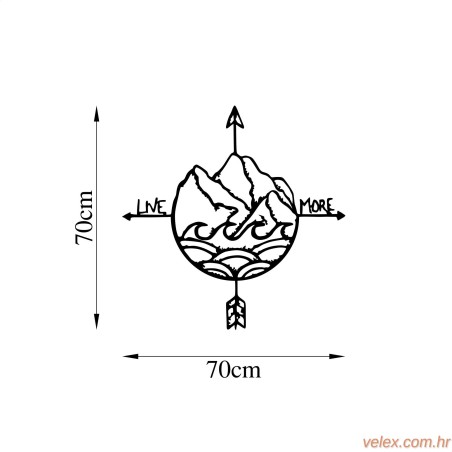 Metalna zidna dekoracija, Live More - 448