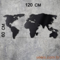 Metalna zidna dekoracija, World Map Silhouette