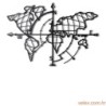 Zidna dekoracija WORLD, World Map Compass - Black