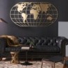 Metalna zidna dekoracija, World Map Globe - Gold