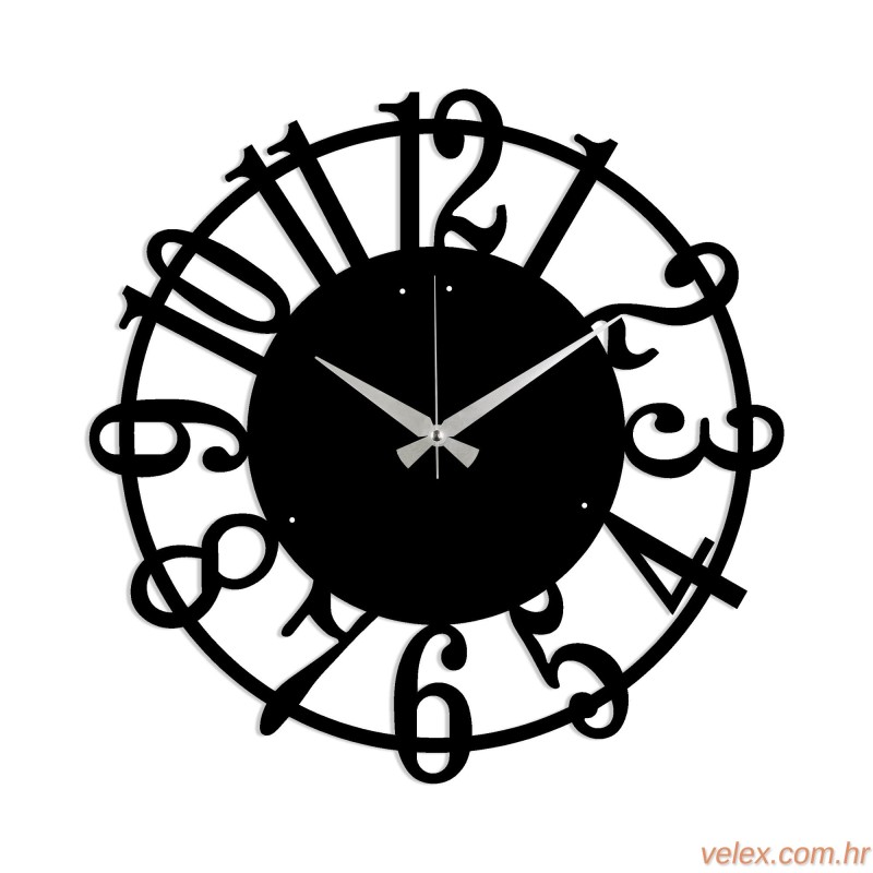 Ukrasni metalni zidni sat, Metal Wall Clock 15 - Black