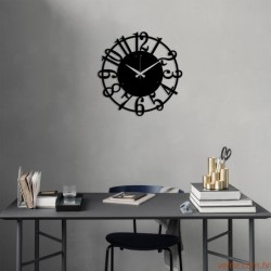 Ukrasni metalni zidni sat, Metal Wall Clock 15 - Black