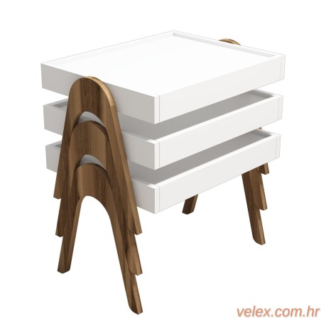 Set stolića ROMA WHITE, Roma - Walnut, White