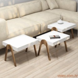 Set stolića ROMA WHITE, Roma - Walnut, White