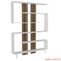 Polica RAIN bijela- orah, Rain - White, Walnut