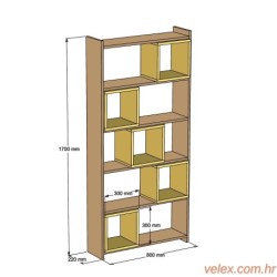 Polica za knjige, Box - Walnut, Chalcedony