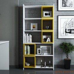 Polica za knjige, Box - White, Yellow