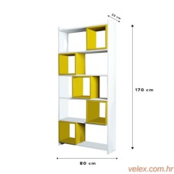 Polica za knjige, Box - White, Yellow