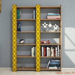 Polica za knjige, City 2 - Walnut, Yellow