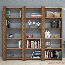 Polica za knjige, City 3 - Walnut, Walnut