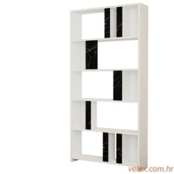 Polica za knjige, Lima - White, Black Marble