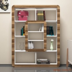 Polica za knjige, Orkide - White, Walnut