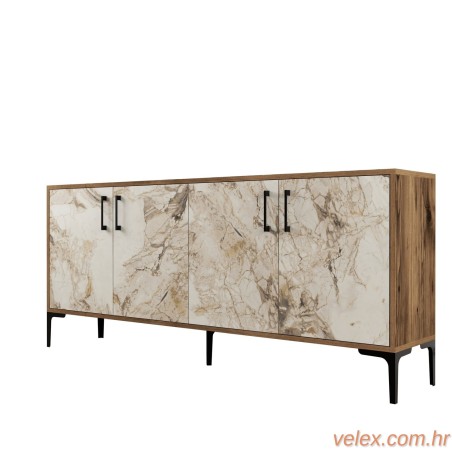 Komoda, Kiev - Walnut, White Marble