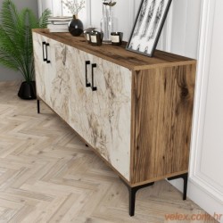 Komoda, Kiev - Walnut, White Marble