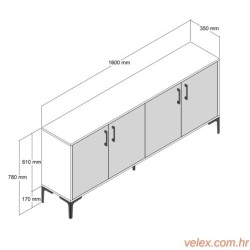 Komoda, Kiev 160 - Walnut, Black Marble