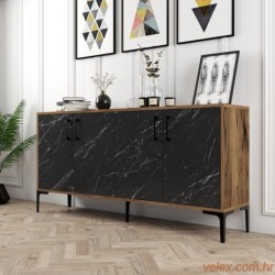 Komoda, Kiev 160 - Walnut, Black Marble