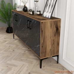 Komoda, Kiev 160 - Walnut, Black Marble