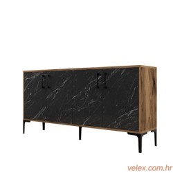 Komoda, Kiev 160 - Walnut, Black Marble