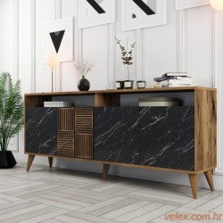 Komoda, Milan - Walnut, Black Marble