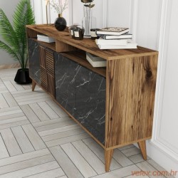 Komoda, Milan - Walnut, Black Marble