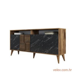 Konzola, Milan 160 - Walnut, Black Marble