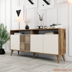 Konzola, Milan 160 - Walnut, Cream