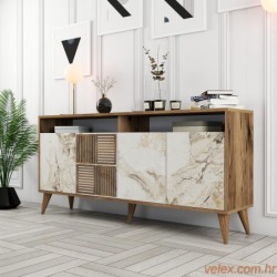 Konzola, Milan 160 - Walnut, White Marble