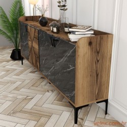 Konzola, Venedik - Walnut, Black Marble