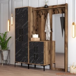 Ormar za predsoblje, Berlin ABC - Walnut, Black Marble