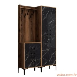 Ormar za predsoblje, Berlin BA - Walnut, Black Marble