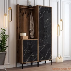 Ormar za predsoblje, Berlin BA - Walnut, Black Marble