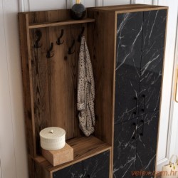 Ormar za predsoblje, Berlin BA - Walnut, Black Marble