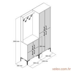 Ormar za predsoblje, Berlin BA - Walnut, White
