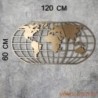 Metalna zidna dekoracija, World Map Globe - Gold