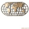 Metalna zidna dekoracija, World Map Globe - Gold