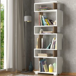 Polica za knjige BLOK, Blok - White, Walnut