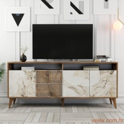 Komoda MILAN MARBLE, Milan - Walnut, White Marble