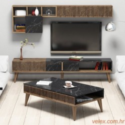 Namještaj za dnevni boravak MILAN WALNUT, Milan - Walnut, Black