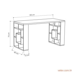 Radni stol, Bijela boja hrast, Maze - White, Oak