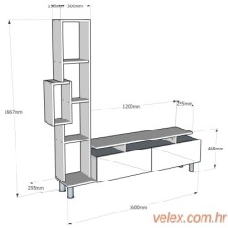TV jedinica, Bijela boja Orah, Tulip - White, Walnut