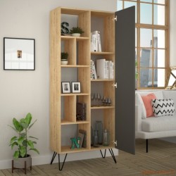 Polica za knjige, hrast Antracit, Jedda Bookcase - Oak, Anthracite