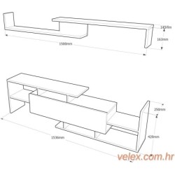 TV jedinica, Bijela boja Orah, Dream - White, Walnut