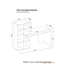 Radni stol, Bijela boja Orah, Win - White, Walnut