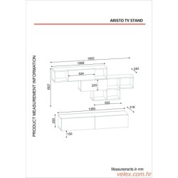 TV jedinica, Bijela boja Orah, Aristo - White, Walnut