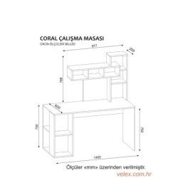 Radni stol, Bijela boja Orah, Coral - White, Walnut