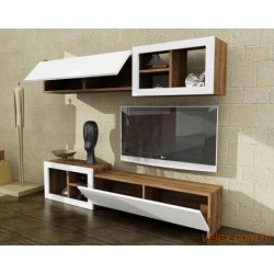 TV jedinica, Bijela boja Orah, Prag - White, Walnut