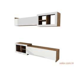 TV jedinica, Bijela boja Orah, Prag - White, Walnut