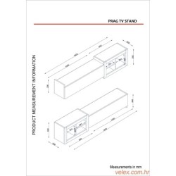 TV jedinica, Bijela boja Orah, Prag - White, Walnut