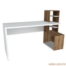 Radni stol, Bijela boja Orah, Side - White, Walnut